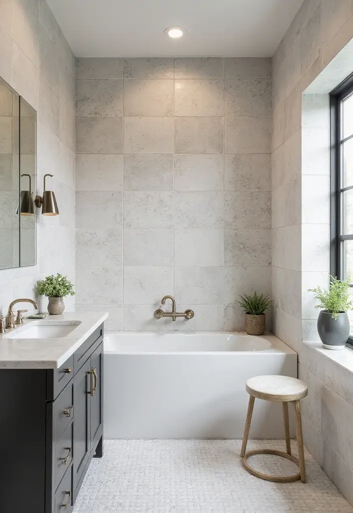 28 Bathroom Ideas With Wallpaper For Texture - 13. Wallpaper Tiles