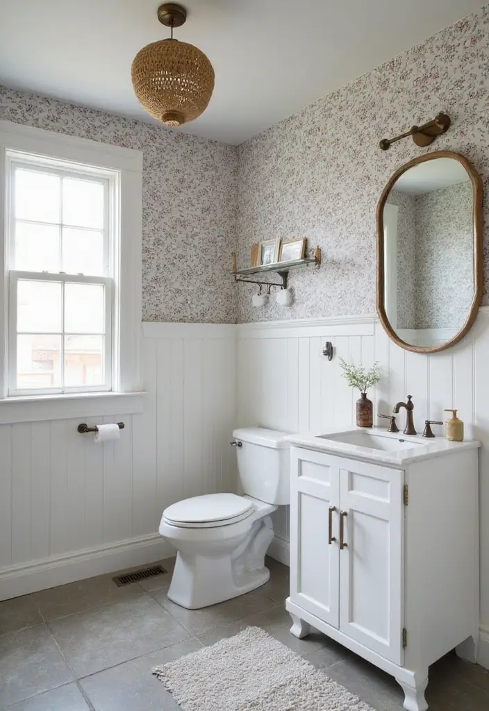 28 Bathroom Ideas With Wallpaper For Texture - 16. Customized Wallpaper