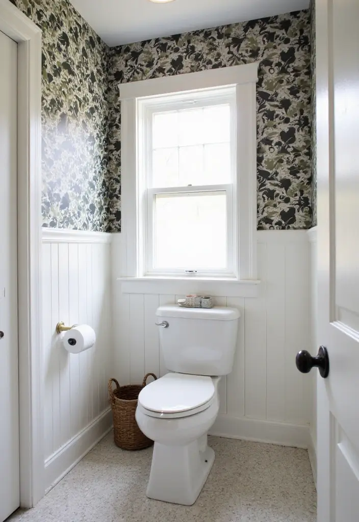 28 Bathroom Ideas With Wallpaper For Texture - 19. Accent Walls