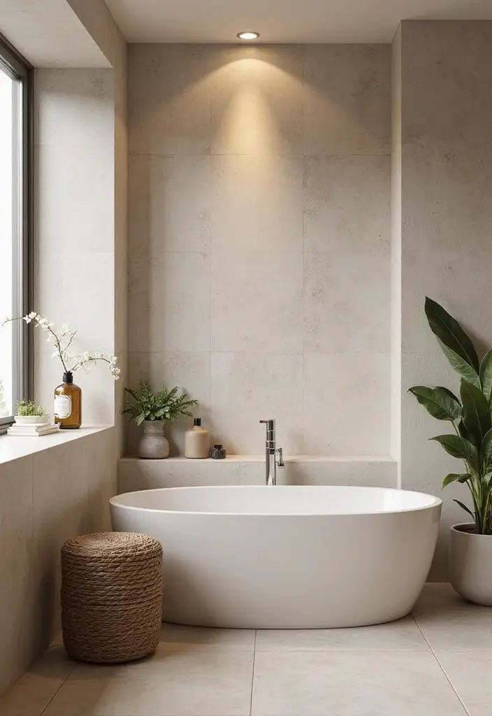 28 Bathroom Ideas With Wallpaper For Texture - 20. Spa-Like Textures