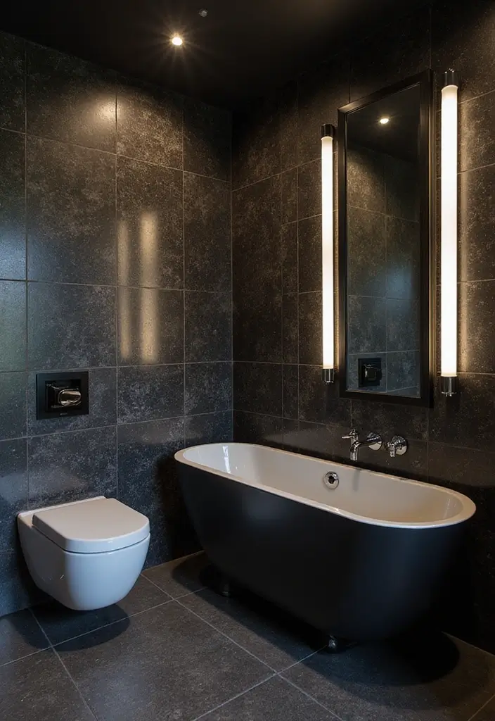 28 Bathroom Ideas With Wallpaper For Texture - 21. Bold Contrast