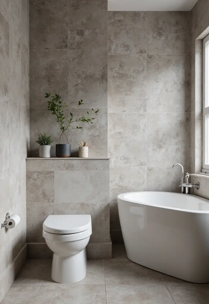 28 Bathroom Ideas With Wallpaper For Texture - 22. Monochromatic Schemes