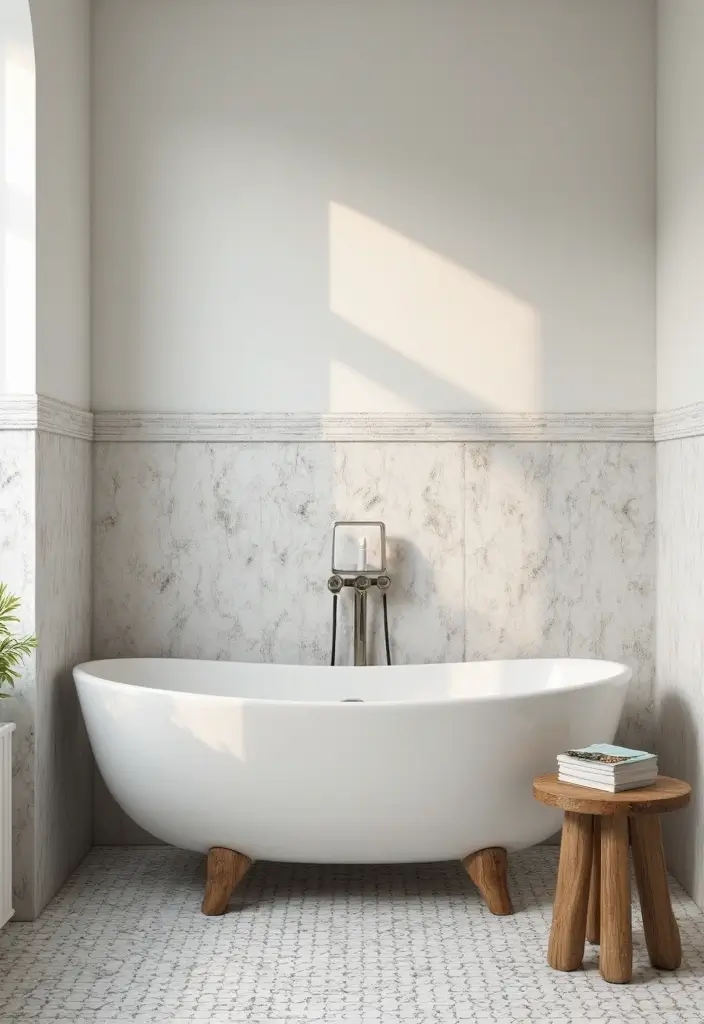 28 Bathroom Ideas With Wallpaper For Texture - 23. Textured Borders