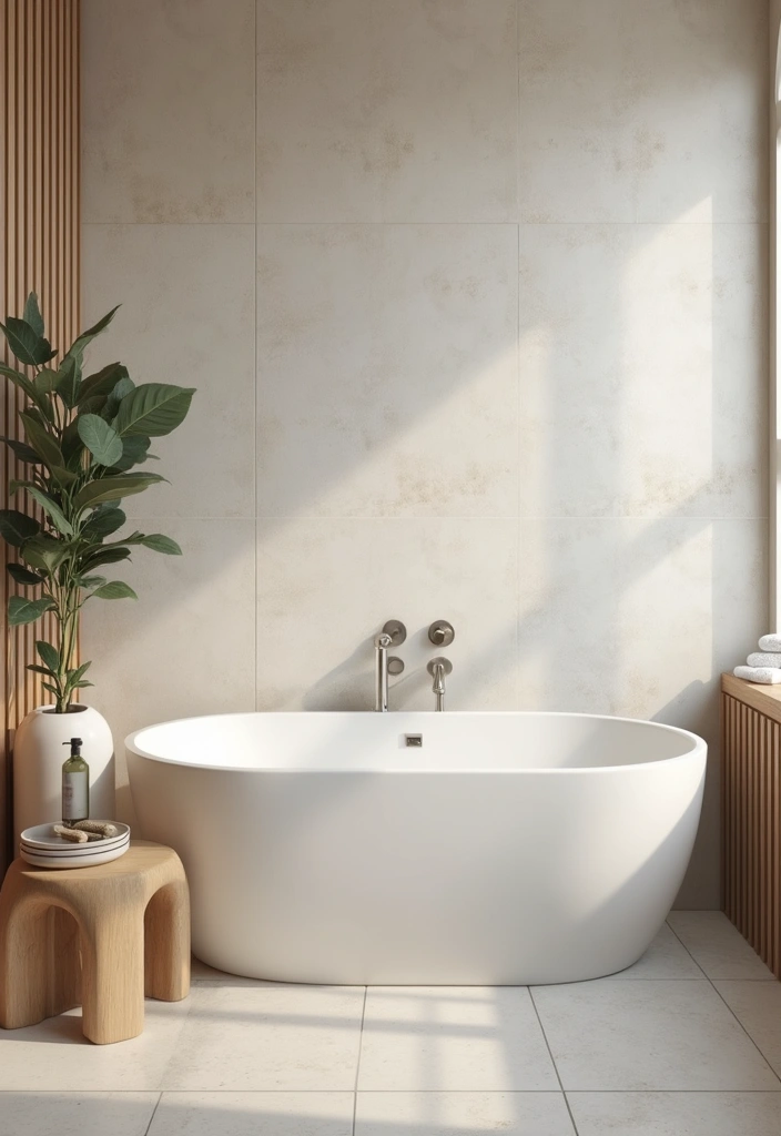 28 Bathroom Ideas With Wallpaper For Texture - 8. Subtle Neutrals