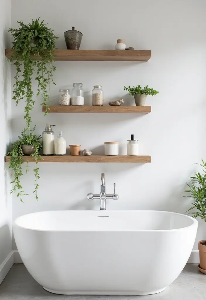 28 Bathroom Nook Ideas That Add Functionality - 1. Floating Shelves