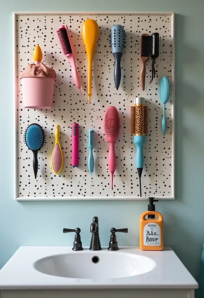 28 Bathroom Nook Ideas That Add Functionality - 11. Pegboard Organizer