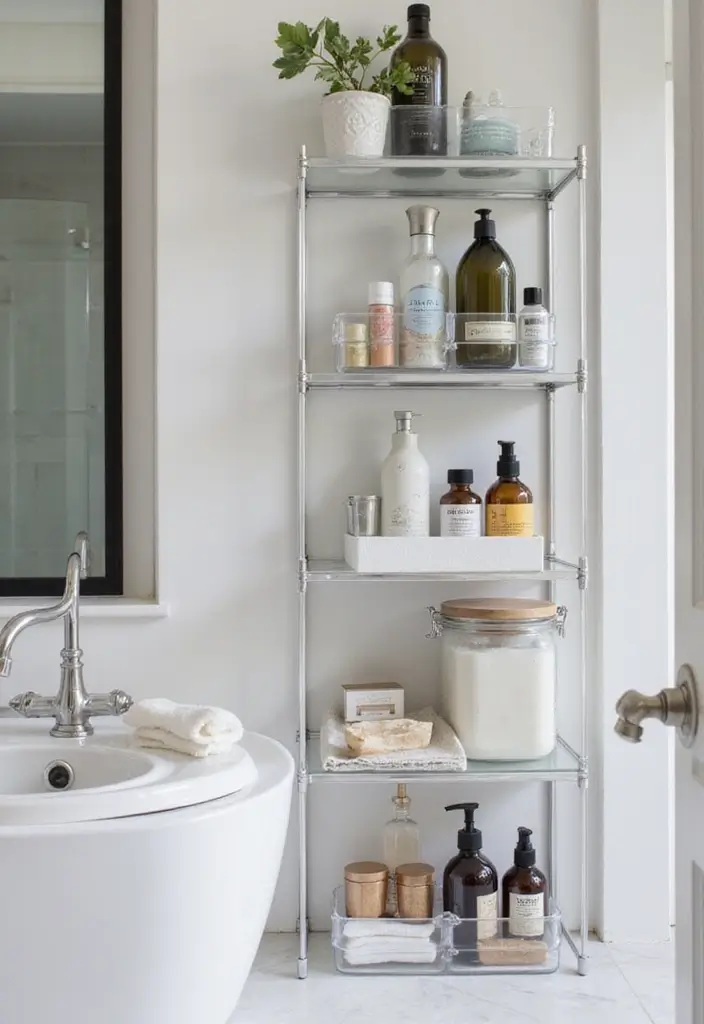 28 Bathroom Nook Ideas That Add Functionality - 27. Acrylic Storage Solutions
