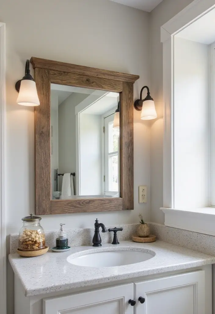 28 Boho Western Bathroom Ideas With Rustic Flair - 12. Farmhouse-style Mirrors
