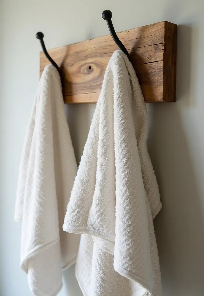 28 Boho Western Bathroom Ideas With Rustic Flair - 18. Stylish Towel Racks