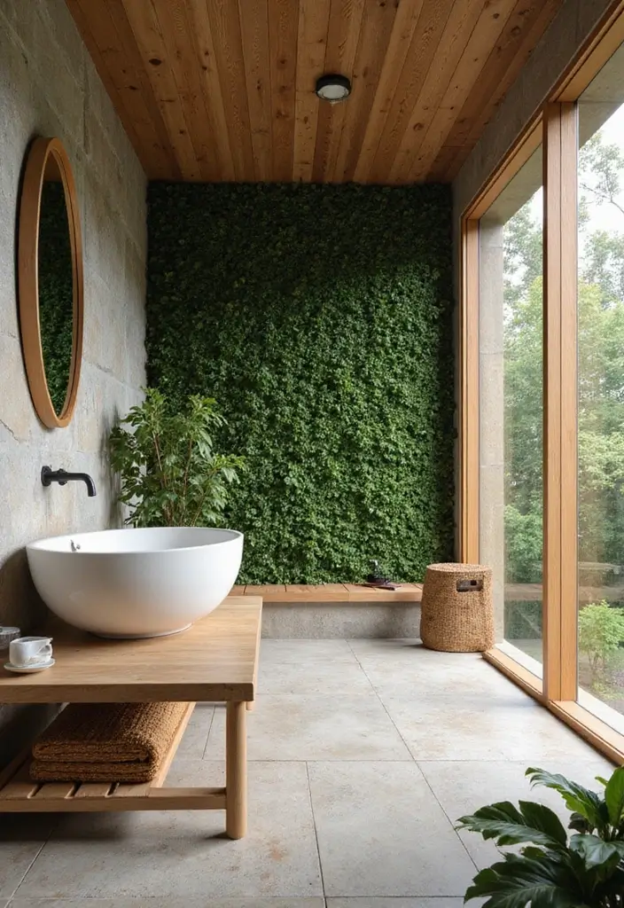 28 Green Wall Bathroom Ideas That Feel Natural - 5. Biophilic Design Elements