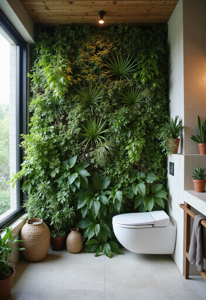 28 Green Wall Bathroom Ideas That Feel Natural - 8. Green Wall as a Focal Point