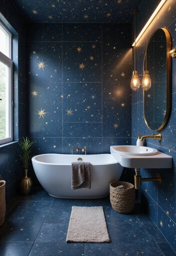 28 Kids Bathroom Tile Ideas That Feel Fun - 20. Starry Nights