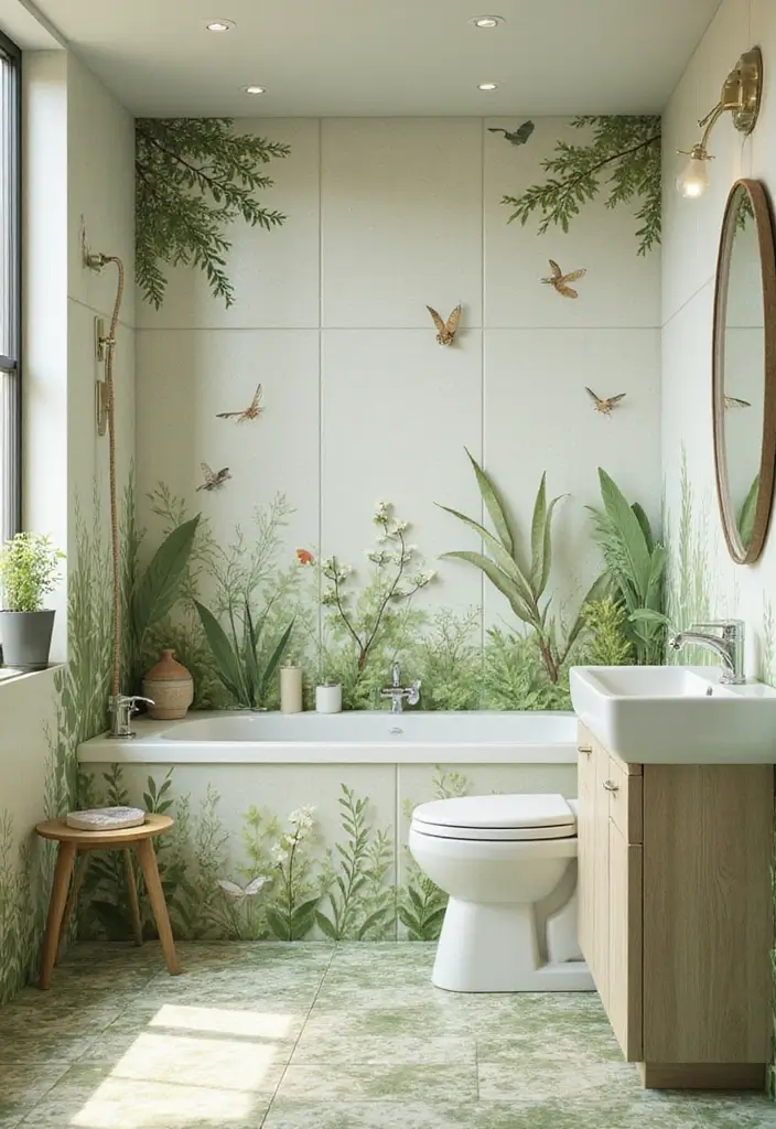 28 Kids Bathroom Tile Ideas That Feel Fun - 22. Nature's Palette