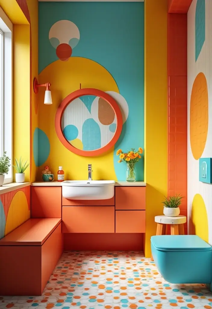 28 Kids Bathroom Tile Ideas That Feel Fun - 23. Bright and Bold