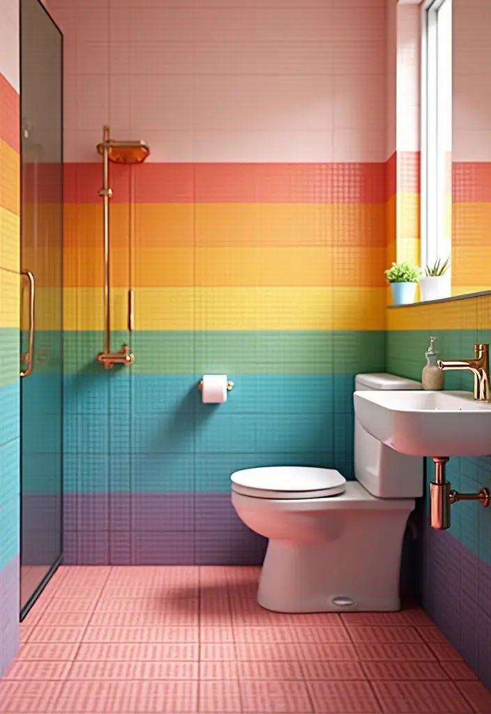28 Kids Bathroom Tile Ideas That Feel Fun - 4. Rainbow Connection