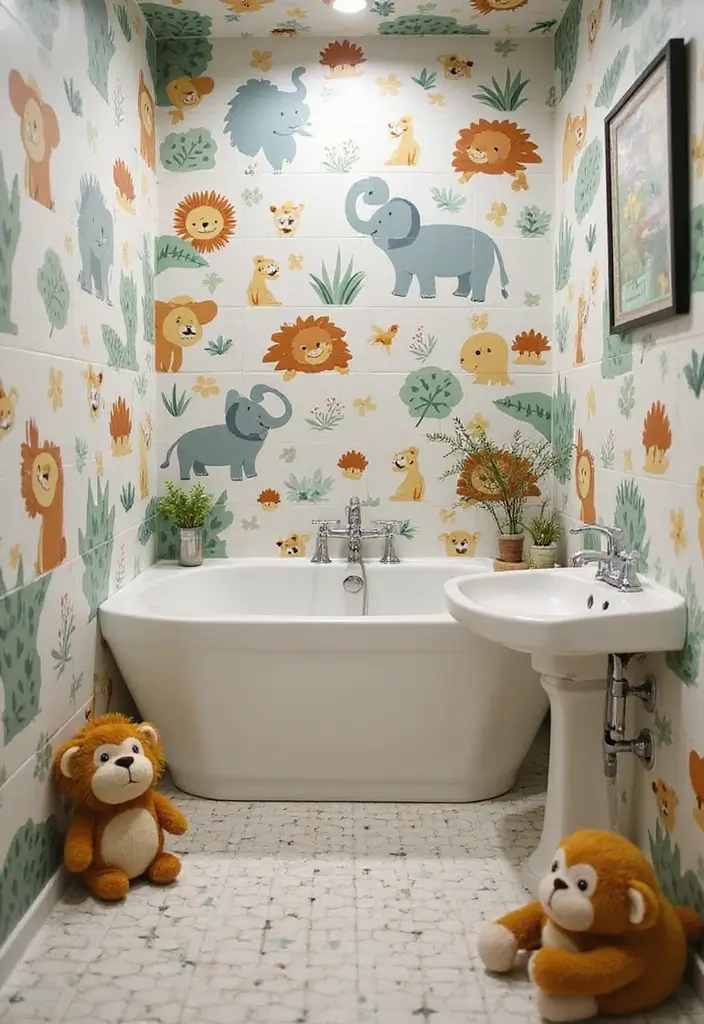 28 Kids Bathroom Tile Ideas That Feel Fun - 5. Animal Kingdom