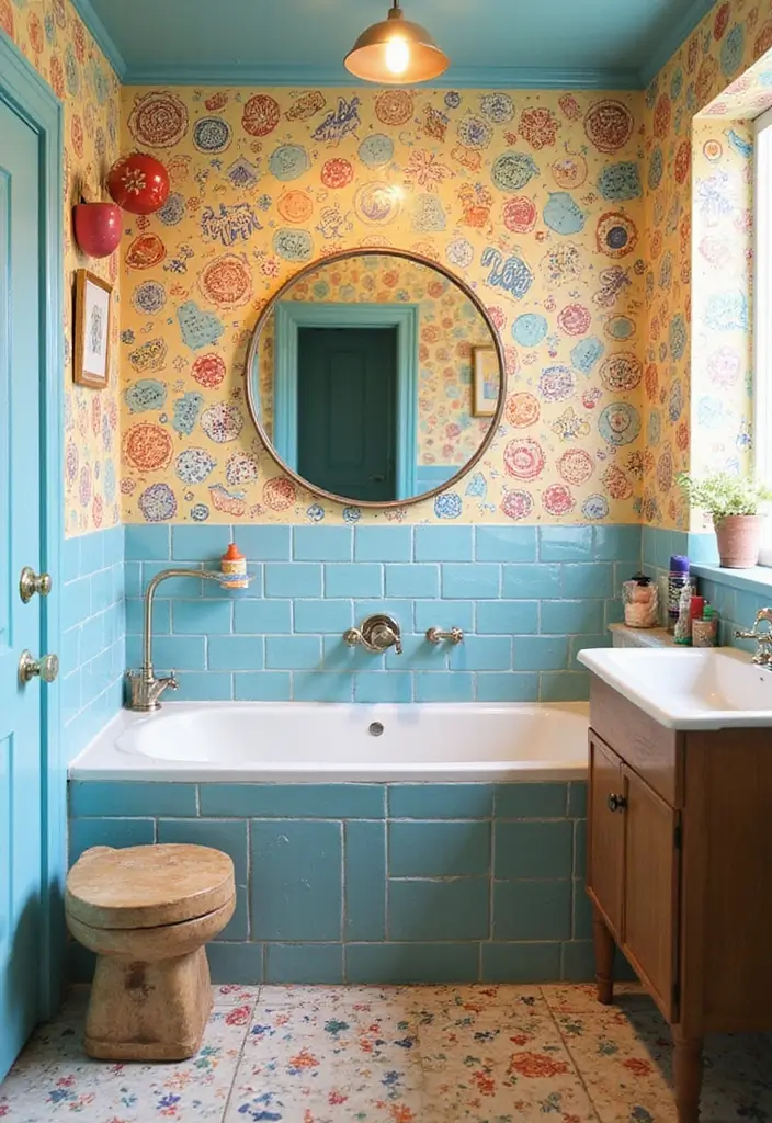 28 Kids Bathroom Tile Ideas That Feel Fun - 8. Doodles and Scribbles