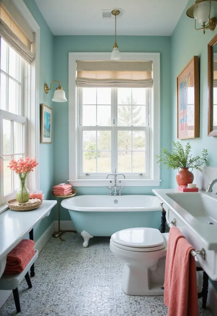28 Navy And White Bathroom Ideas That Feel Nautical - 20. Colorful Accents