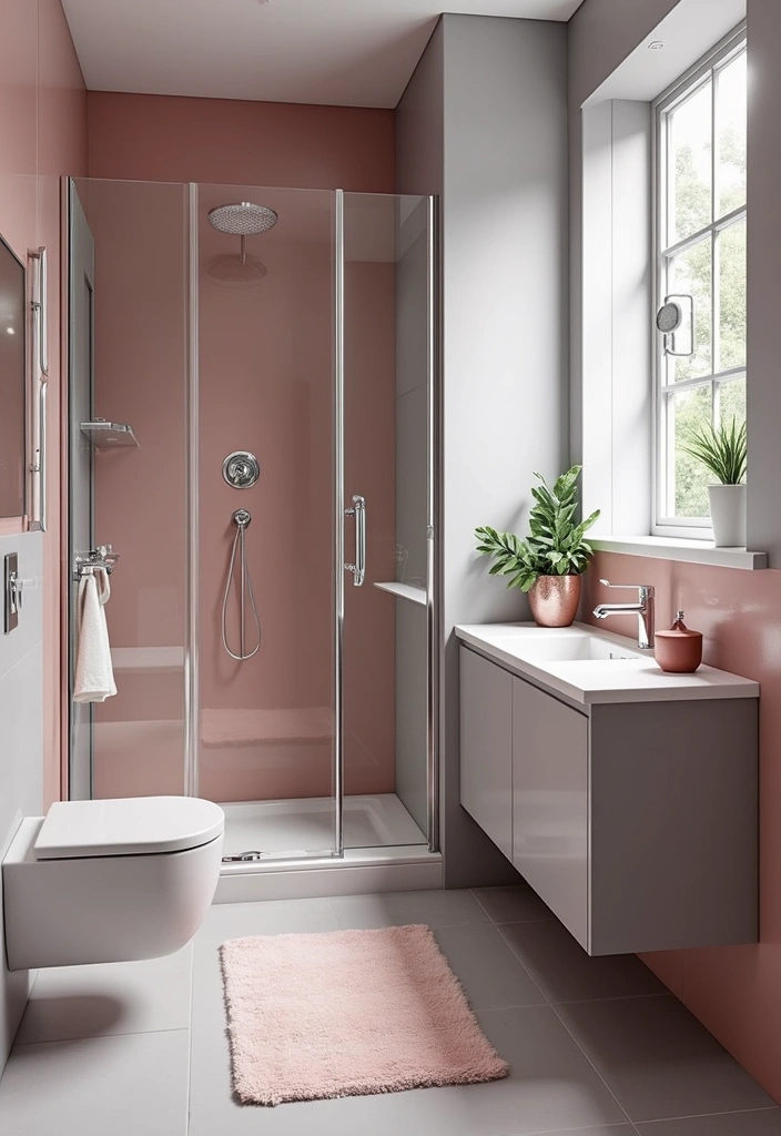 28 Small Bathroom Ideas Pink And Elegant - 24. Pink and Gray Color Palette