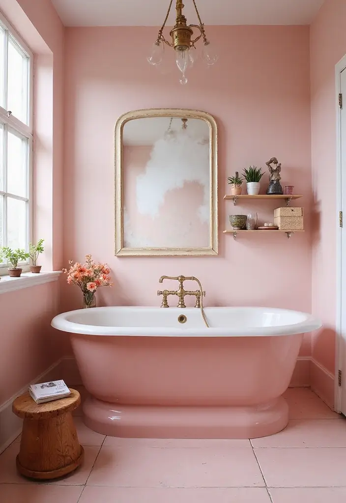 28 Small Bathroom Ideas Pink And Elegant - 7. Vintage Pink Fixtures