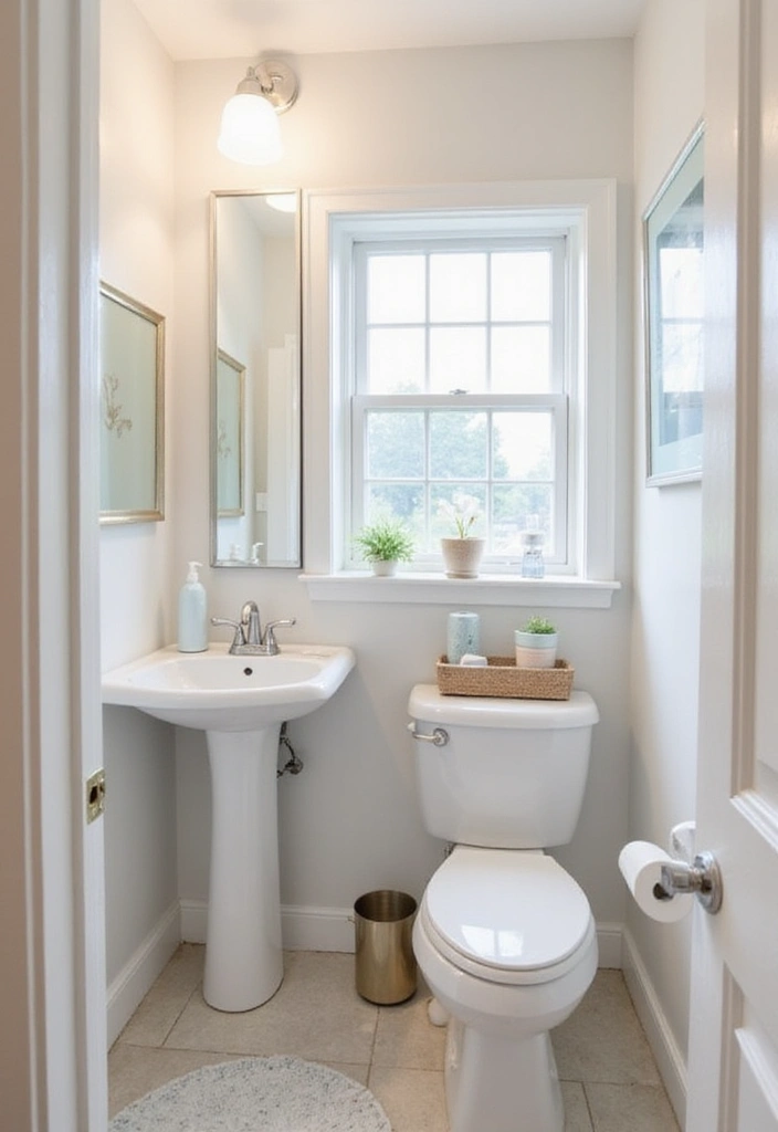 28 Small Half Bathroom Decor Ideas That Feel Spacious - 1. Light Color Palette