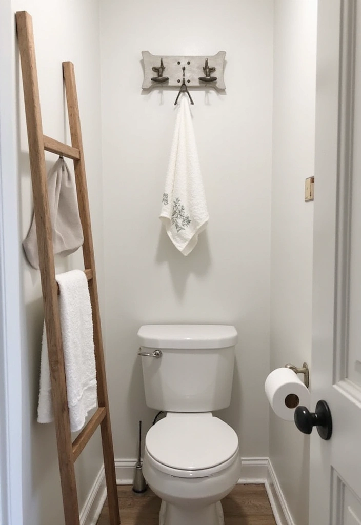 28 Small Half Bathroom Decor Ideas That Feel Spacious - 17. Unique Towel Holders