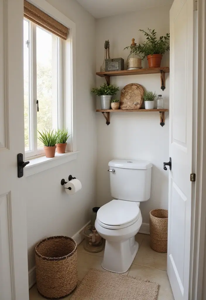 28 Small Half Bathroom Decor Ideas That Feel Spacious - 23. Outdoor-Inspired Decor