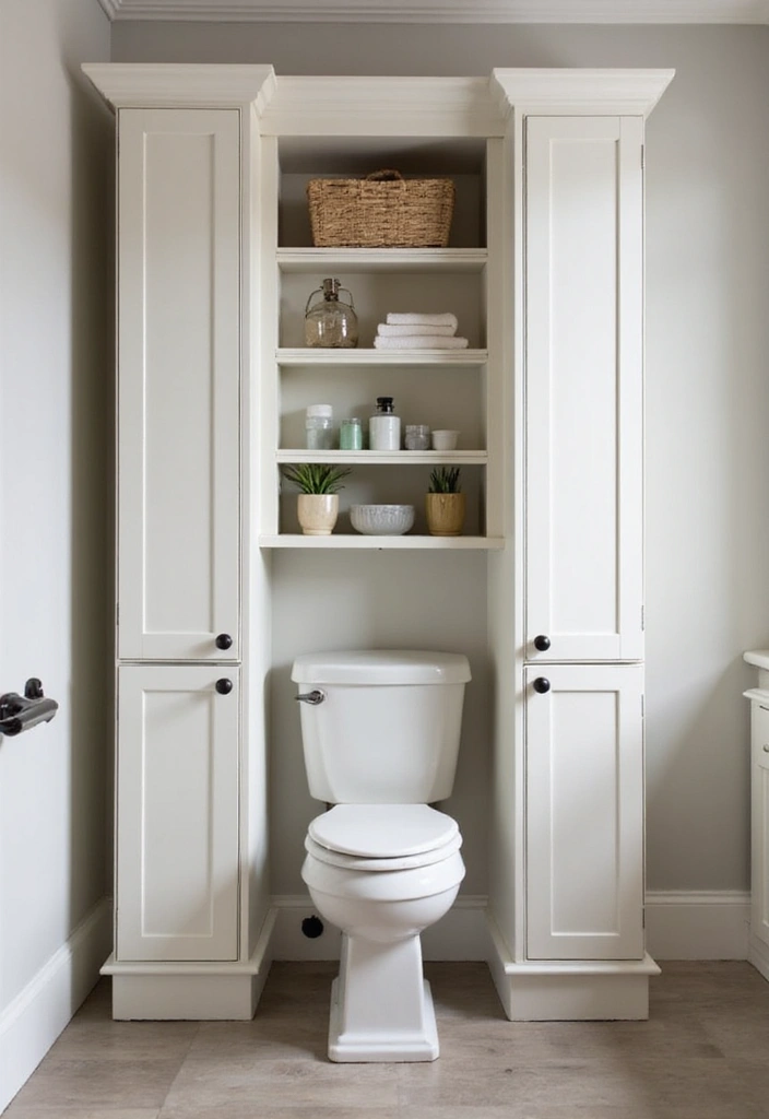 28 Small Half Bathroom Decor Ideas That Feel Spacious - 8. Vertical Storage Solutions