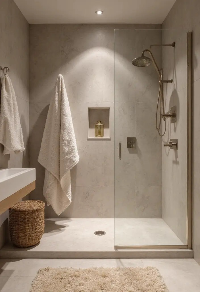 28 Walk In Bathroom Showers That Redefine Luxury - 25. Luxurious Towels and Accessories