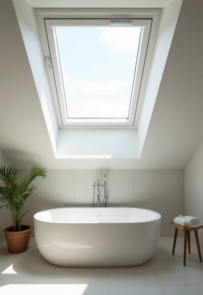 29 Attic Bathroom Ideas That Maximize Every Corner - 1. Skylight Serenity