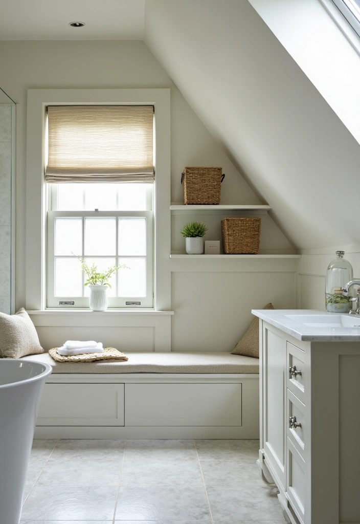 29 Attic Bathroom Ideas That Maximize Every Corner - 12. Cleverly Concealed Storage