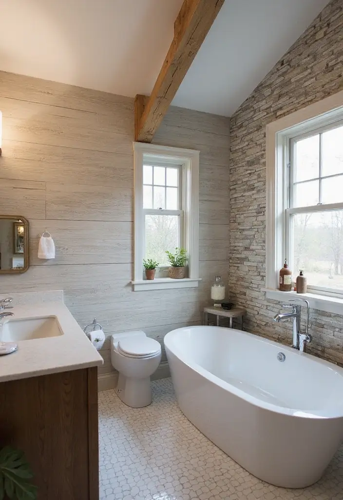 29 Attic Bathroom Ideas That Maximize Every Corner - 17. Textured Walls
