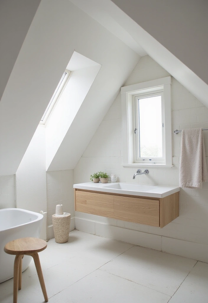 29 Attic Bathroom Ideas That Maximize Every Corner - 20. Minimalist Approach