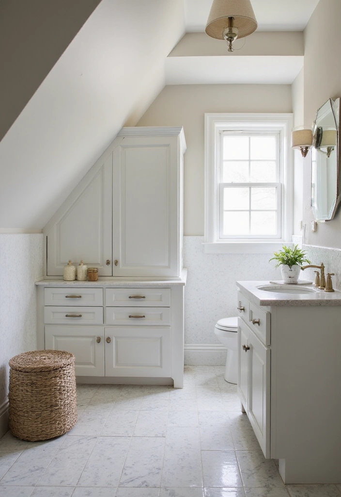 29 Attic Bathroom Ideas That Maximize Every Corner - 21. Custom Cabinetry