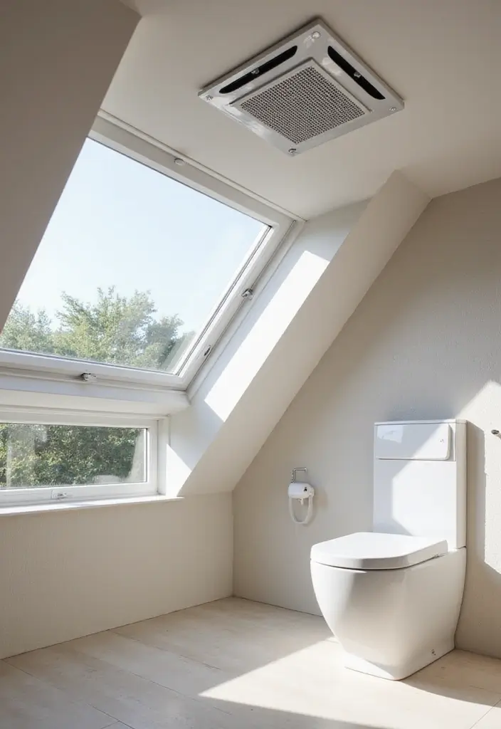 29 Attic Bathroom Ideas That Maximize Every Corner - 23. Smart Ventilation