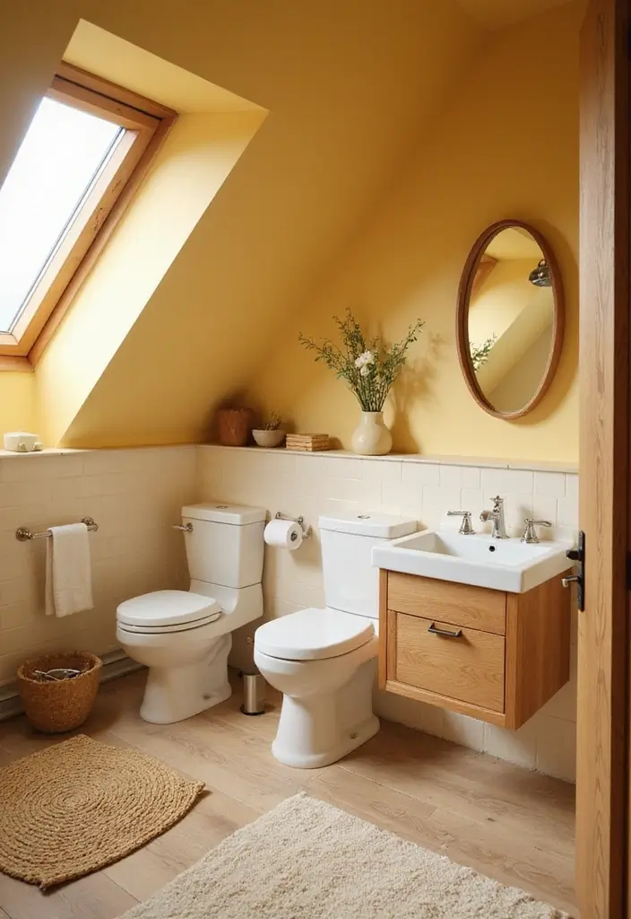 29 Attic Bathroom Ideas That Maximize Every Corner - 28. Warm Color Palettes