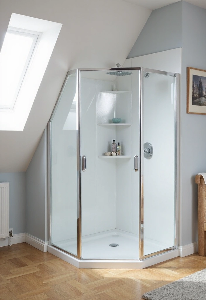 29 Attic Bathroom Ideas That Maximize Every Corner - 3. Compact Shower Solutions