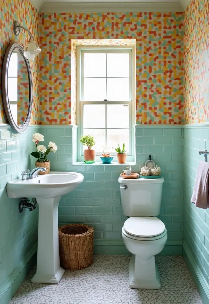 29 Bathroom Highlighter Tiles Ideas For Accent Walls - 17. Creative Pattern Play