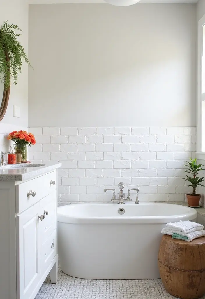 29 Bathroom Highlighter Tiles Ideas For Accent Walls - 29. Timeless White Subway Tiles