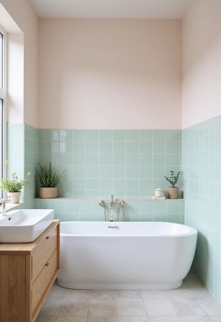 29 Bathroom Highlighter Tiles Ideas For Accent Walls - 6. Soft Pastels