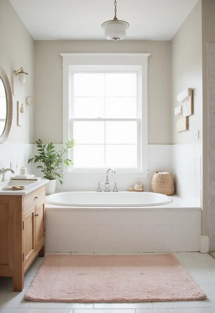 29 Bathroom Runner Rug Ideas That Tie The Room Together - 17. Soft Pastel Rugs