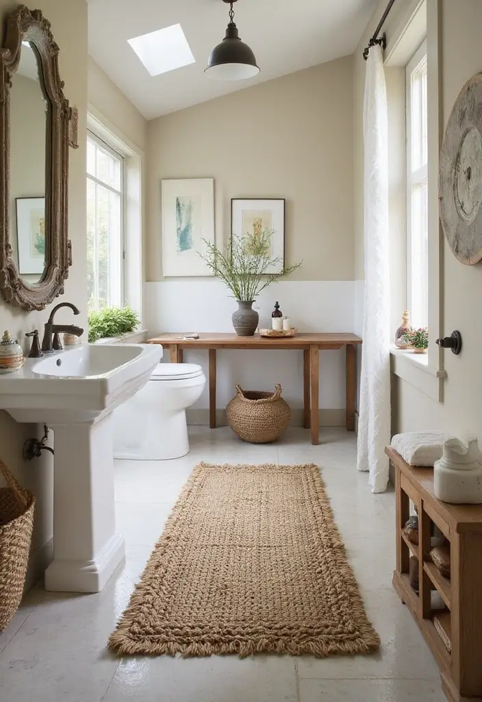 29 Bathroom Runner Rug Ideas That Tie The Room Together - 7. Hemp Rugs