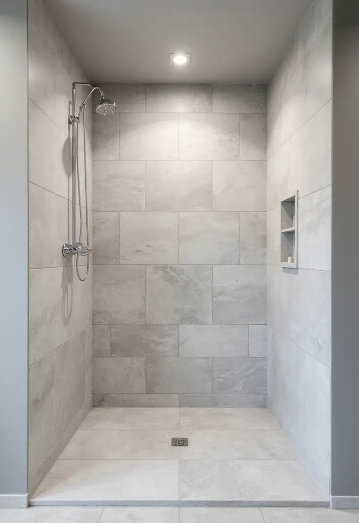 29 Bathroom Shower Tile Ideas That Feel Modern - 8. Large Format Tiles
