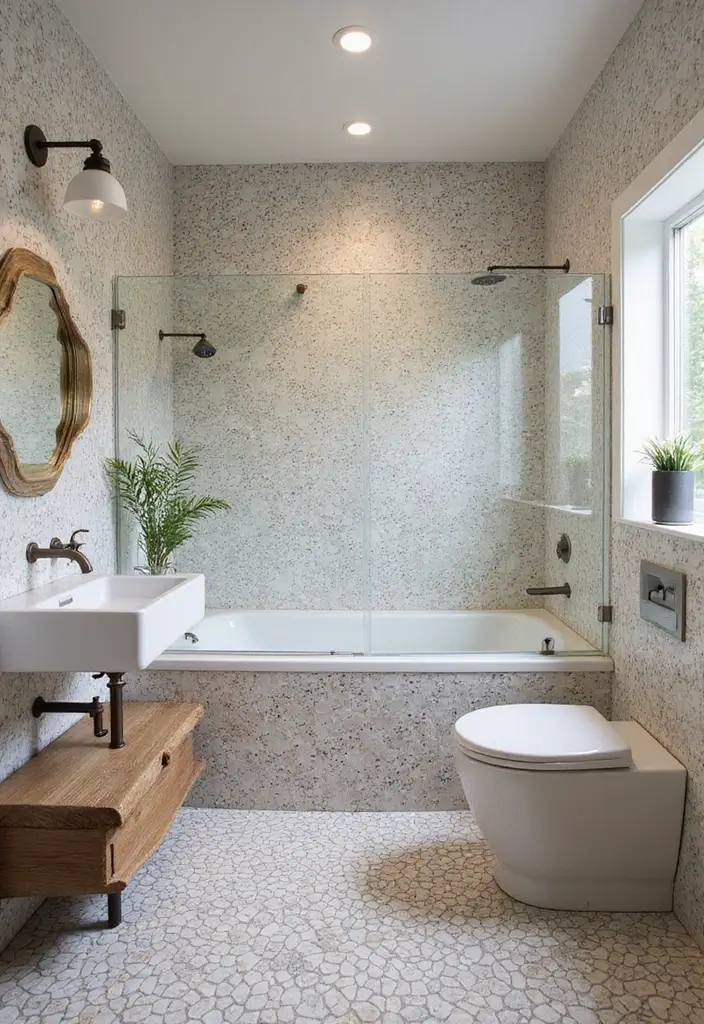 29 Bathroom Tiles Combination Ideas That Work Beautifully - 10. Unique Tile Shapes for Artistic Expression