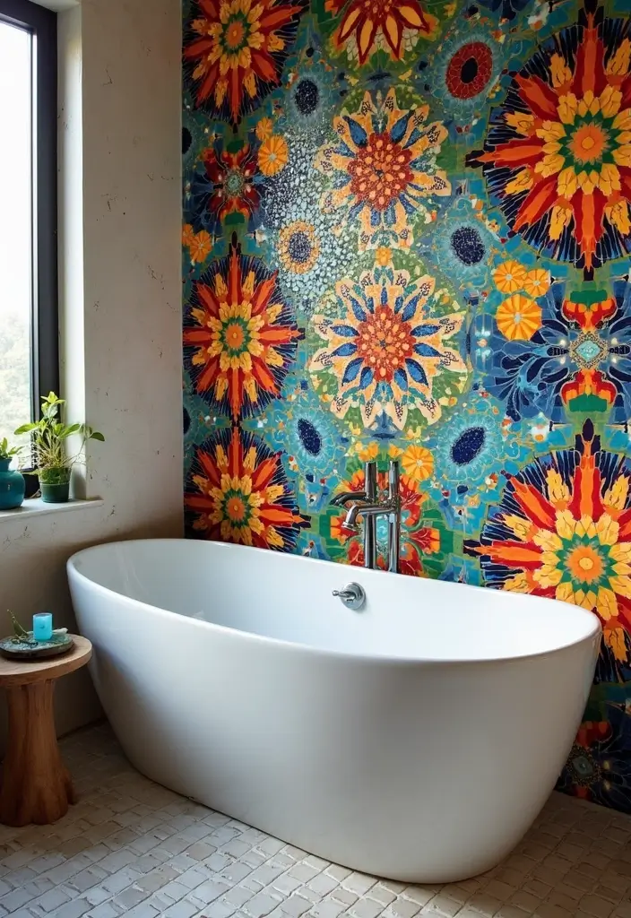 29 Bathroom Tiles Combination Ideas That Work Beautifully - 18. Mosaic Tile Art for Personal Expression