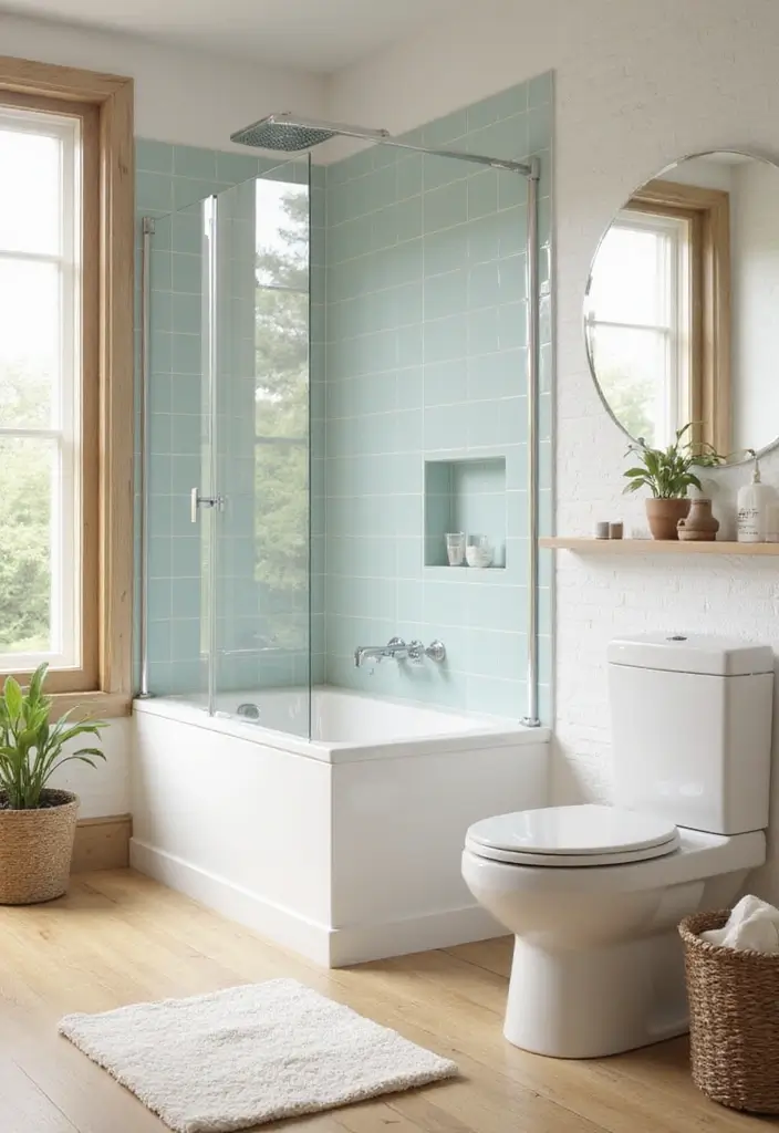 29 Bathroom Tiles Combination Ideas That Work Beautifully - 4. Soft Pastels for a Gentle Touch