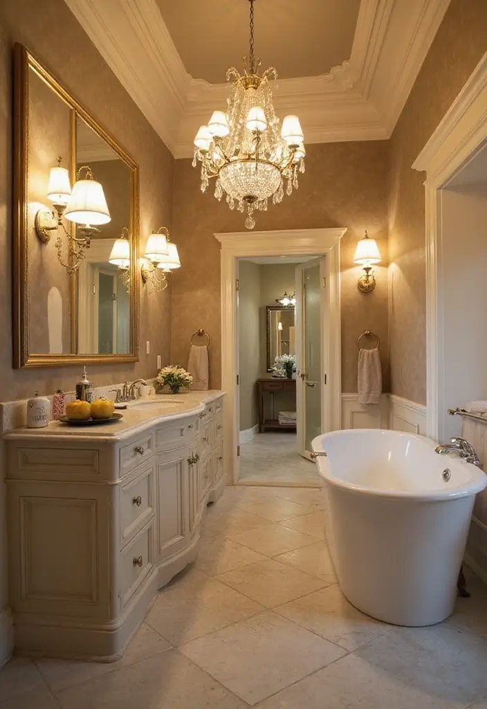 29 Ensuite Bathroom Ideas Master Bedrooms With Luxury Touch - 11. Elegant Lighting Fixtures