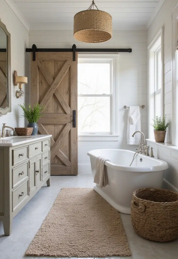 29 Ensuite Bathroom Ideas Master Bedrooms With Luxury Touch - 19. Farmhouse Chic