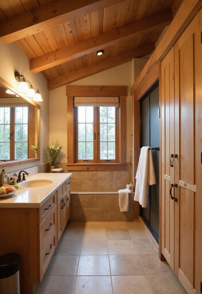 29 Modern French Country Bathroom Ideas That Feel Romantic - 10. Natural Wood Elements