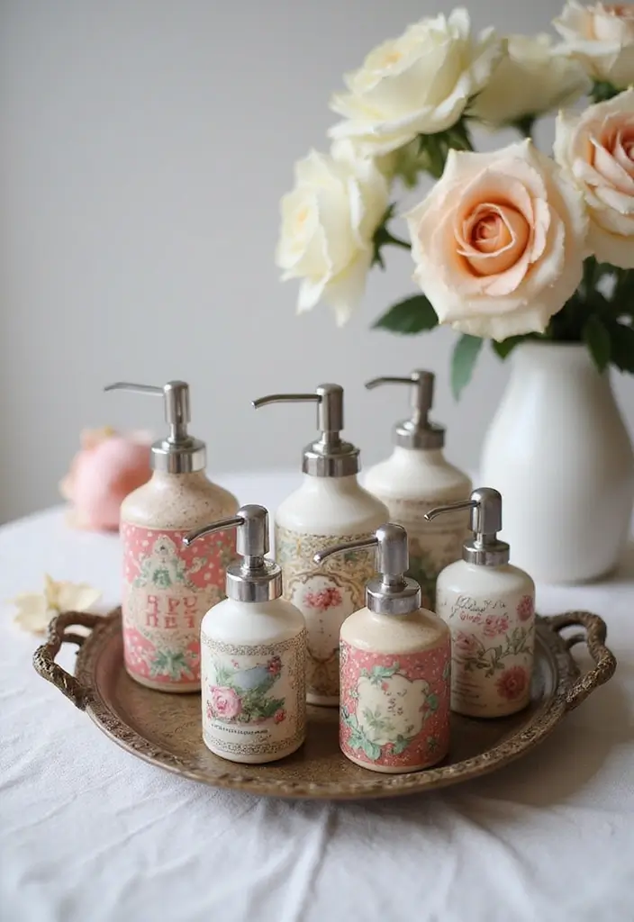29 Modern French Country Bathroom Ideas That Feel Romantic - 14. Charming Soap Dispensers